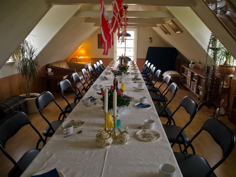 Festive decorative beautiful party birthday reception table setting