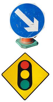Traffic signs isolated over a white background