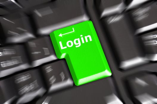 sign in or login concept with key on computer keyboard