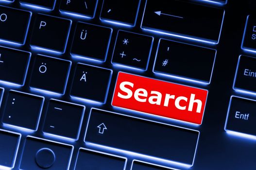 internet search concept with word and key on keyboard