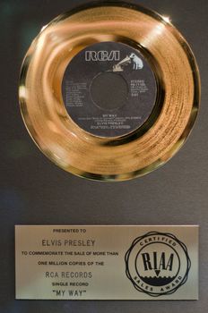 Elvis Presley's memrobilia at Graceland, September 30th 2010. It has become the second most-visited private home in America with over 600,000 visitors a year.