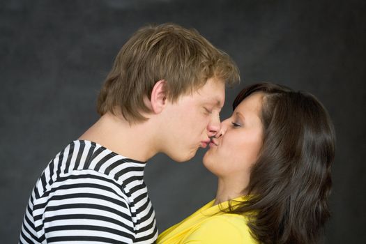 Pair of lovers on the black background