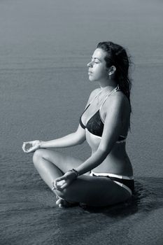 Meditation girl yoga on the beach