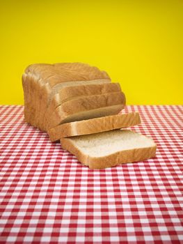 Sliced loaf of bread over the table.