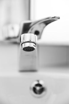 close-up of chrome bathroom tap