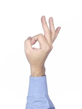 All right hand sign over white background.
