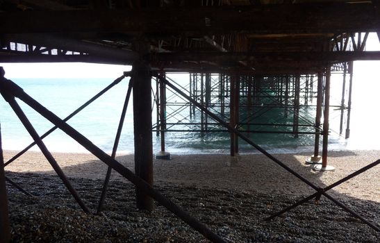 The view underneath Brighton Pier.