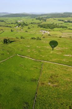 View from hot air balloon in the Lake District National Park Cumbria England