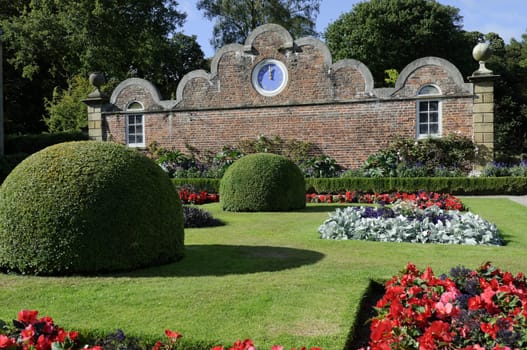 Formal gardens at Erddig Hall in Wrexham Wales UK