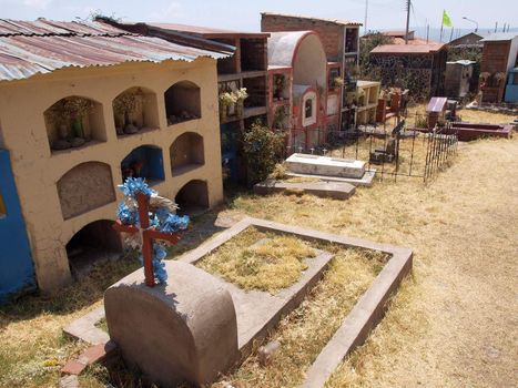 Old cemetery in small village near lake Titicaca