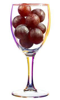 wine glass with grapes, isolated on white