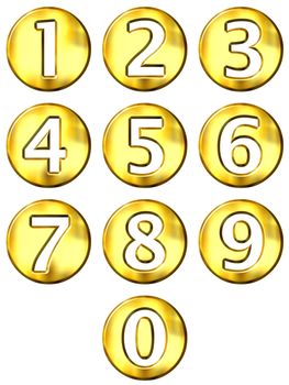 3d golden framed numbers isolated in white