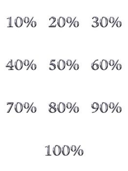 3d silver percentages isolated in white