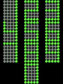 Electronic display numbers isolated in black