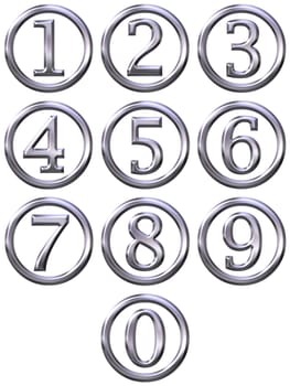 3d silver framed numbers isolated in white