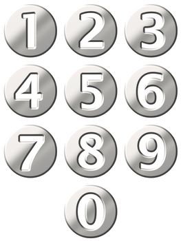 3d steel framed numbers isolated in white