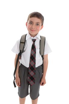 Little boy ready for his first day of school