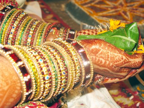 an isolated shot of Bride makeover in Indian Marriage