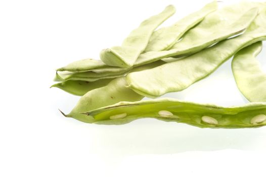 French beans on a white background