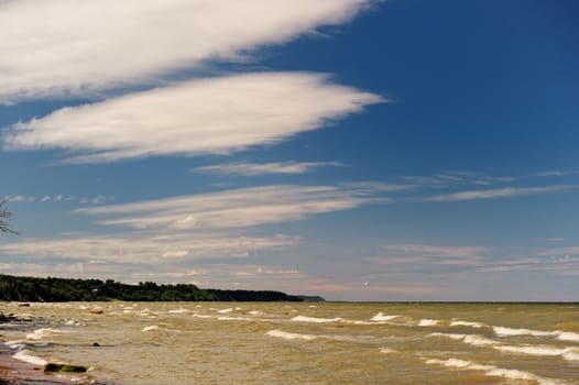 High blue cloudy sky in the North lagoon