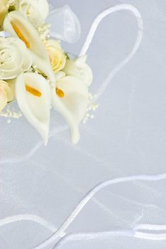 wedding flowers decorations over bridal veil