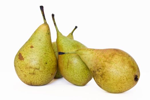 Four pears isolated on white background