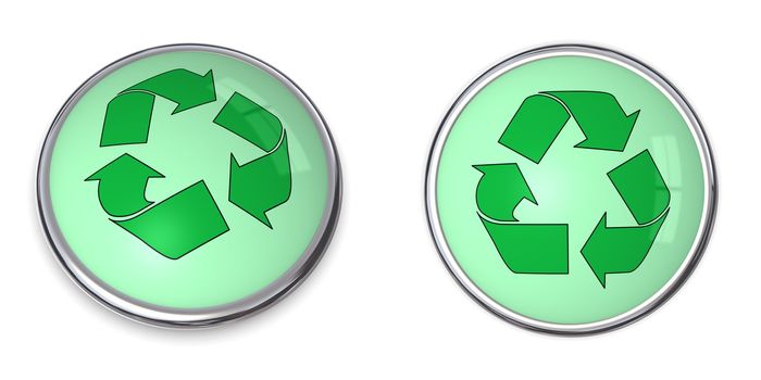 green button with recycling/eco symbol - arrow cycle