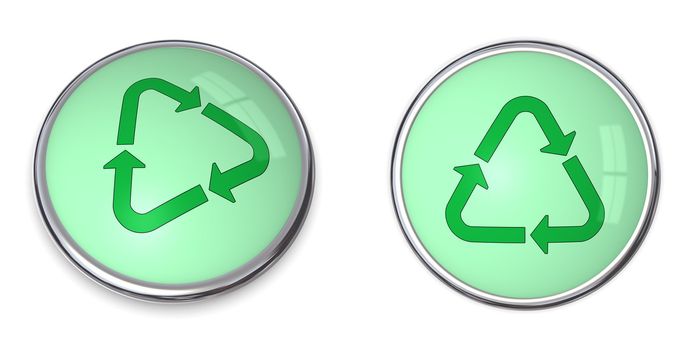 green button with recycling/eco symbol - arrow cycle