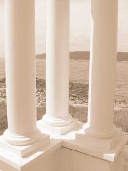 Three 19th century columns at seaside