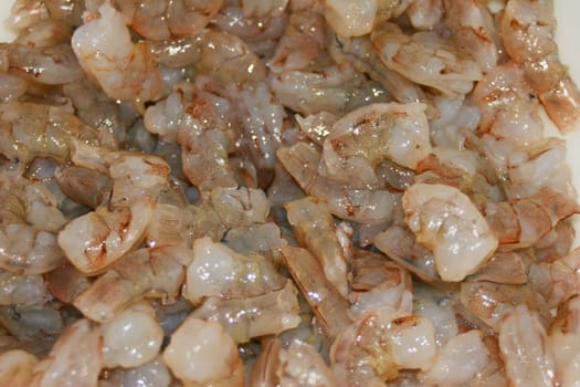 Fresh shrimp washed in a bowl ready to cook