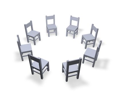 8 chairs are located in the circle