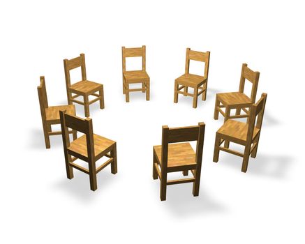 8 chairs are located in the circle