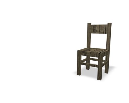 old wooden chair on white background