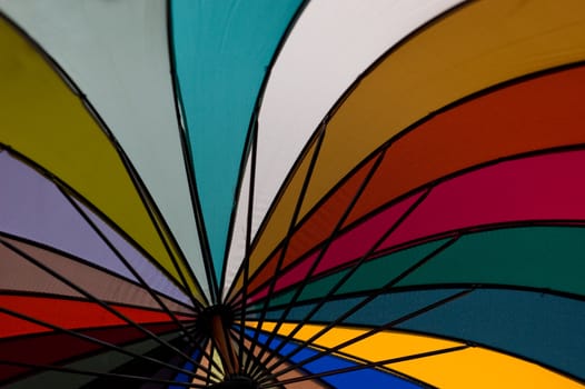 Rainbow colored Umbrella close-up
