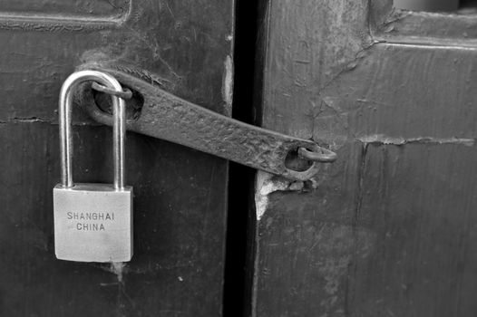 Close up of lock made in Shanghai, China