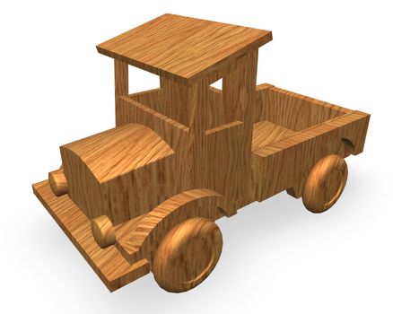 wood car toy on white background