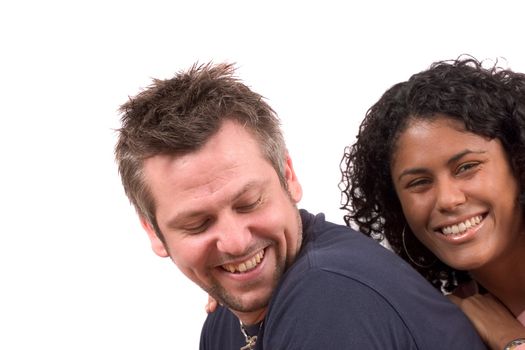Happy diverse couple having fun together