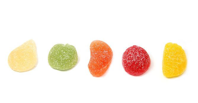 colorful marmalade candies on white