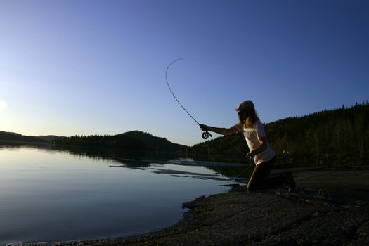 man fly fishing