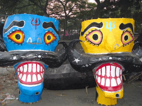 Colorful Ravana effigies on vijaydashmi in India