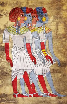 Image of the Women of Ancient Egypt like mural painting

