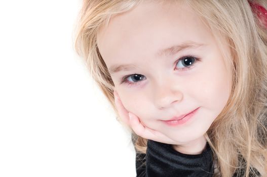 Beautiful baby girl portrait isolated in white