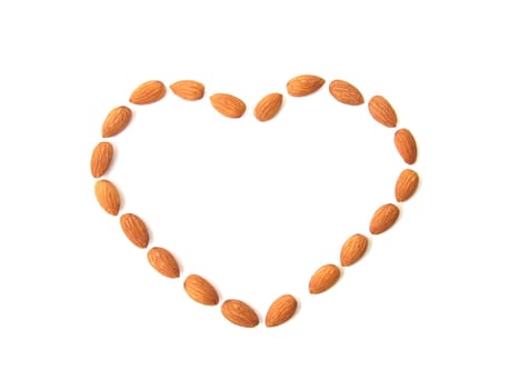 heart  of almond on the white background