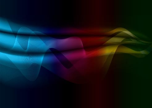 flowing abstract rainbow background with copyspace and wave web