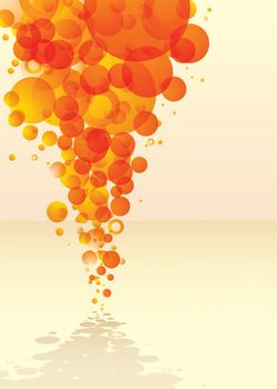 orange abstract bubble background with shadow and reflection