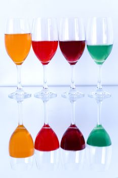 Colored glasses arranged on a glass substrate