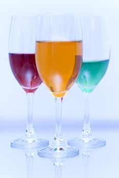 Colored glasses arranged on a glass substrate