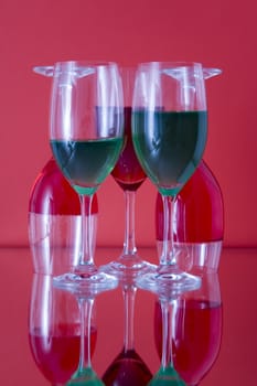 Colored glasses arranged on a glass substrate