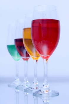 Colored glasses arranged on a glass substrate