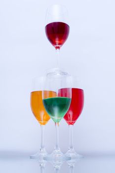 Colored glasses arranged on a glass substrate